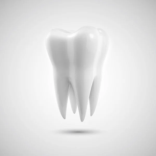 Foto-realista ilustração de um ícone de dente branco. Renderização 3D dos dentes. Dental, medicina, conceito de saúde — Fotografia de Stock