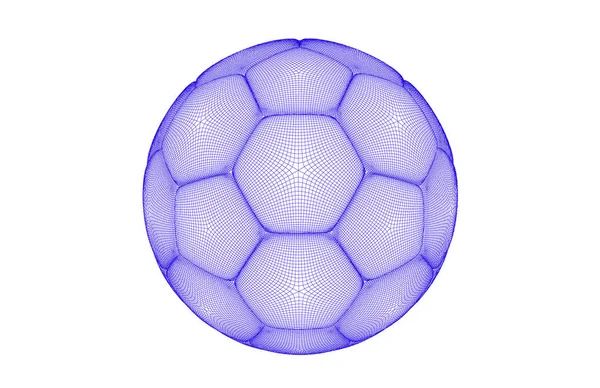 Vector conceito de esportes futuristas de uma bola de futebol. Bola digital moderna. Projeto de bola de alta tecnologia. Bola feita de formas de linha. Polígonos em forma de bola de futebol. Bola de wireframe 3D abstrata —  Vetores de Stock