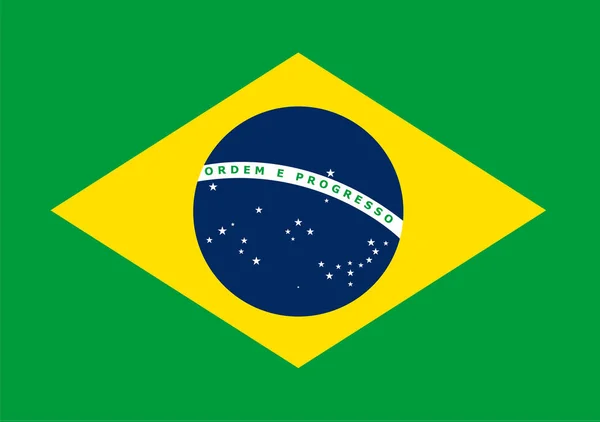 Η εθνική σημαία της Βραζιλίας. Πρότυπο διάνυσμα, το λάβαρο της Βραζιλίας. Διαμέρισμα standard, στοιχείο του σχεδιασμού για εκτύπωση, ταπετσαρία, χαρτί περιτυλίγματος, ιστοσελίδες. Εικονογράφηση διάνυσμα — Διανυσματικό Αρχείο