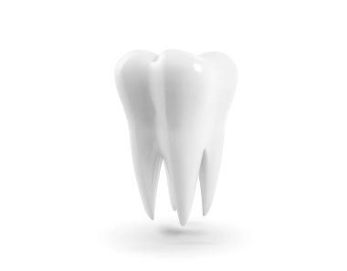 Diş, 3d gerçekçi illüstrasyon vektör. Diş Hekimliği, tıp ve sağlık kavramı tasarım öğesi beyaz bir arka plan üzerinde izole