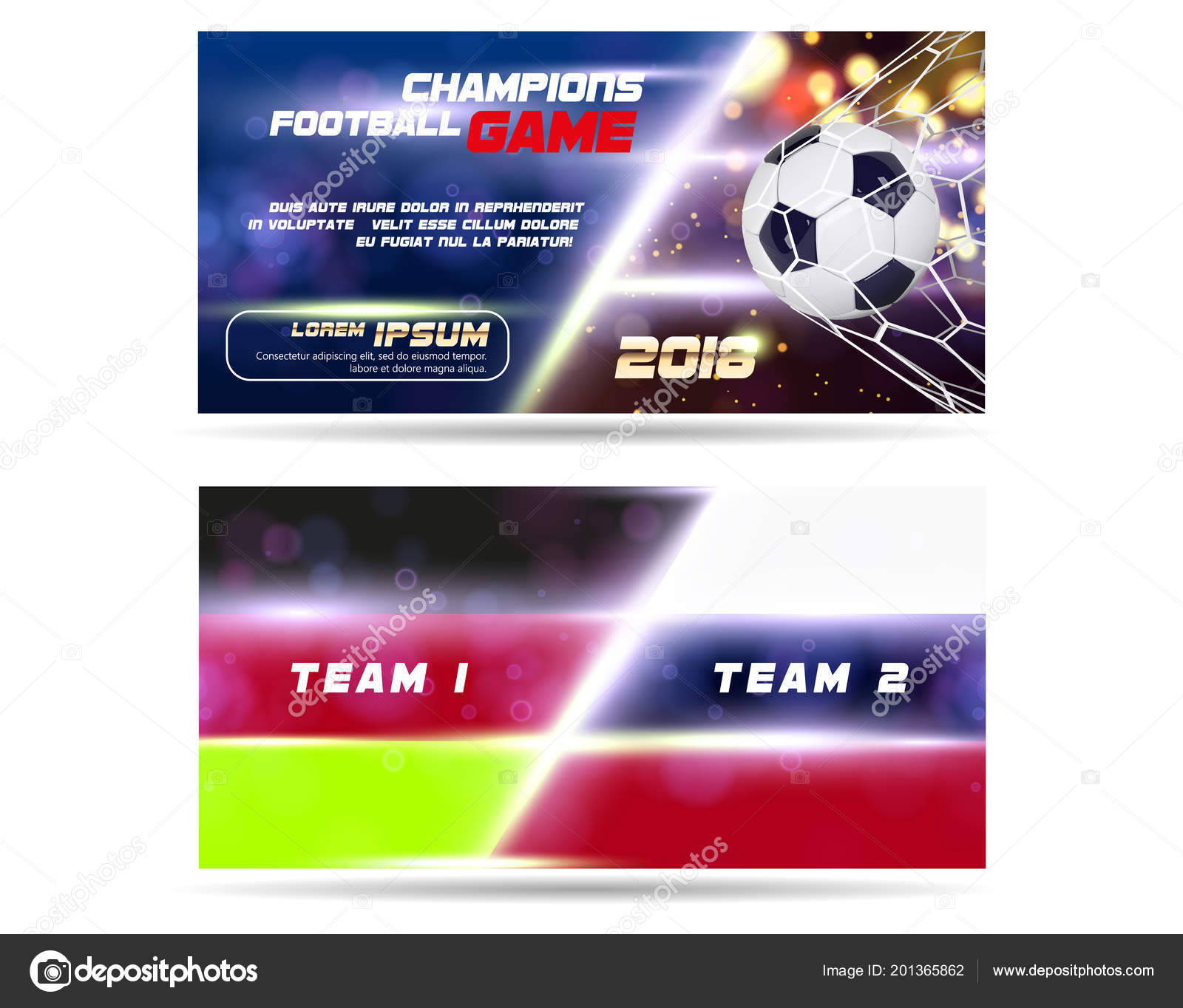 Vetores de Futebol Ou Futebol Branco Banner Com 3d Bola E Placar