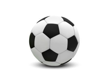 Gerçekçi futbol topu veya beyaz arka plan üzerinde futbol topu. 3D stil vektör top beyaz arka plan üzerinde izole.