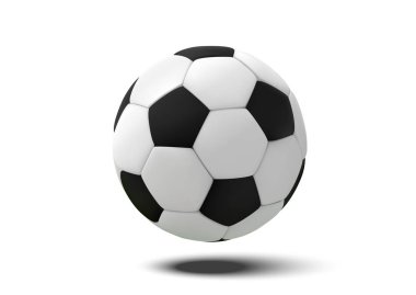 Gerçekçi futbol topu veya beyaz arka plan üzerinde futbol topu. 3D stil vektör top beyaz arka plan üzerinde izole.