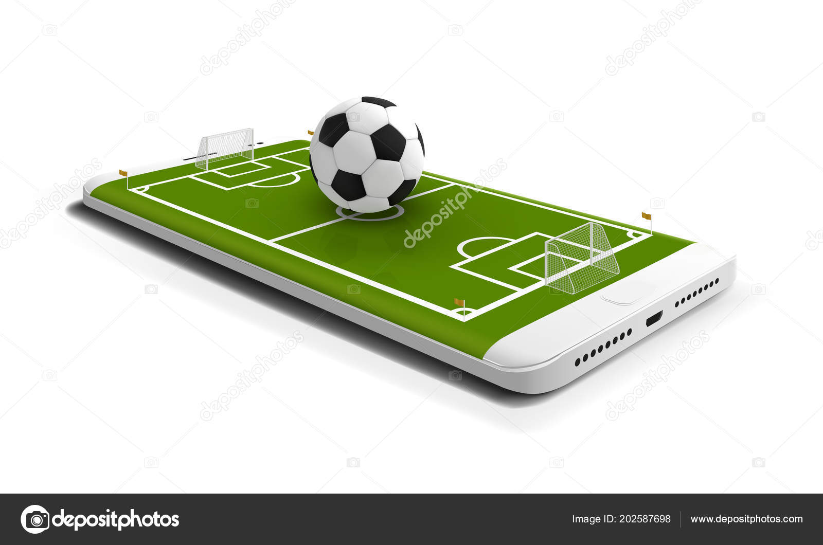 Apostas desportivas online. celular com campo de futebol na tela e