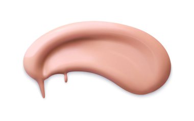 Kozmetik kapatıcı. Makyaj için gerçekçi kahverengi krem dokusu. Kozmetik sıvı Vakfı krem leke smear vuruş. Beyaz arka plan üzerinde izole smear oluşturur. Vektör