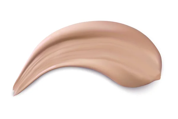 Kosmetik-Concealer. realistische braune Cremetextur für das Make-up. Kosmetische flüssige Foundation Creme wischt Schmierflecken. Make-up Schmierereien isoliert auf weißem Hintergrund. Vektor. — Stockvektor