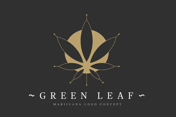 Cannabis marijuana canapa foglia verde simbolo piatto o logo design. Logo ecologia silhouette verde cannabis. Emblema di canapa per la progettazione logo imballaggio di merci, alimenti, per la creazione di prodotti stampati . — Vettoriale Stock