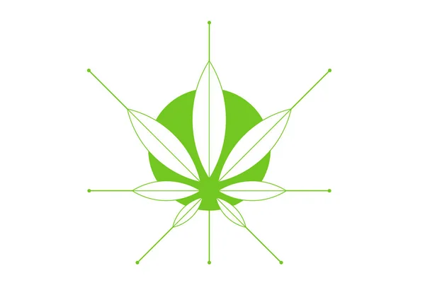 Cannabis maconha cânhamo folha verde símbolo plano ou design do logotipo. Cannabis silhueta verde logotipo ecologia. emblema de cânhamo para a embalagem de design de logotipo de mercadorias, alimentos, para a criação de produtos impressos . —  Vetores de Stock