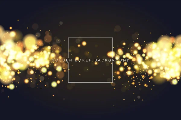 Abstrakta oskärpa cirkulär gyllene bokeh sparkle glitter ljus bakgrund. Magiska jul bakgrund. Elegant, glänsande, metalliskt guld bakgrunden. EPS-10. — Stock vektor