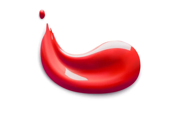 Lápiz labial líquido cosmético frotis aislado sobre fondo blanco, crema de tono manchado, pintura corrector. Vector Ilustración de mancha de lápiz labial de color rojo . — Vector de stock