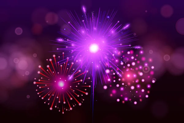 Ünnepi színes tűzijáték a fekete háttér. Gyűjteménye vektor reális tűzijáték illusztráció. Karácsonyi-újévi tűzijáték. — Stock Vector