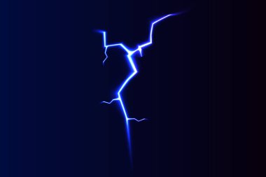 Vektör yıldırım - mavi renkli, parlak ışık efektleri izole.