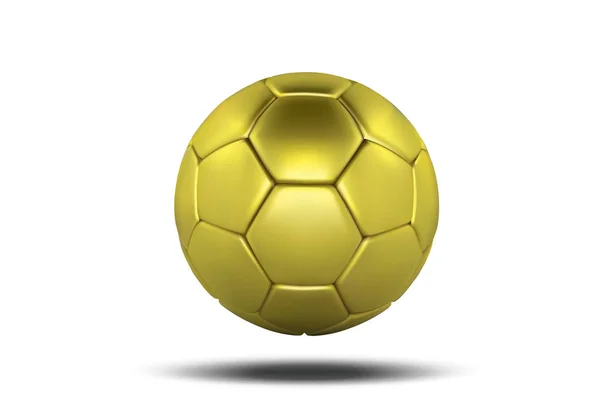 흰색 배경에 고립 된 황금 축구 공입니다. 황금 축구 공입니다. 현실적인 3d 축구공. — 스톡 벡터