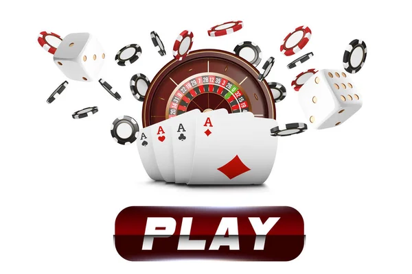 İskambil ve poker fişleri casino fly. Casino Rulet kavramı beyaz arka plan üzerinde. Poker casino vektör çizim. Kırmızı ve siyah gerçekçi çip havada. Kumar oyun düğme hareket eden app simgesi. — Stok Vektör