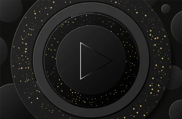 Vector donkere cirkel icoon met de knop afspelen. Creatieve spreker illustratie. Zwarte muziek achtergrond. — Stockvector