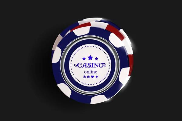 Bovenaanzicht van Casino chips geïsoleerd op zwarte achtergrond. Online casino chip spel gokken 3D-vector concept. — Stockvector