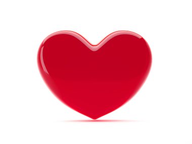 Beyaz arka plan üzerinde izole kırmızı kalp. St Sevgililer sembolü. 3D render.