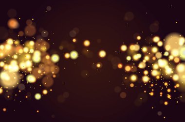 Soyut dairesel Noel altın bokeh pırıltılı glitter ışıklar arka plan defocused. Sihirli Noel arka plan. Zarif, parlak, Metalik altın arka plan. EPS 10.