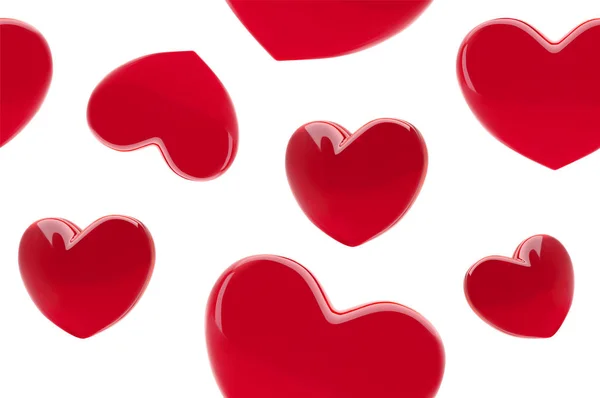 Elegante día de San Valentín fondo patrón sin costuras con rojo 3d corazones realistas. Hermoso fondo de pantalla abstracto de moda. Tarjeta de amor de San Valentín. Ilustración vectorial. Vector lindo diseño romántico banner . — Vector de stock