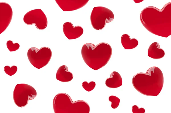 Stijlvolle Valentijnsdag naadloze patroon van de achtergrond met rode 3D-realistische harten. Prachtige abstracte trendy behang. Valentine dag liefde kaart. Vectorillustratie. Leuke romantische spandoekontwerp vector. — Stockvector
