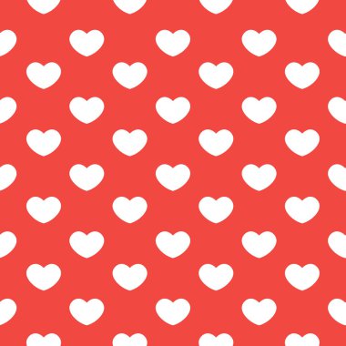 Kesintisiz renkli kalpler desen. Sevgililer günü kırmızı ve beyaz arka plan.