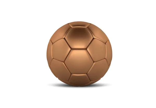Золотий футбольний м'яч на білому тлі. Золотий футбольний м'яч. бронзовий 3d м'яч — стокове фото