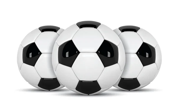 현실적인 축구 공 또는 축구 공을 흰색 바탕에. 흰색 배경에 고립 된 3d 스타일 공. — 스톡 사진