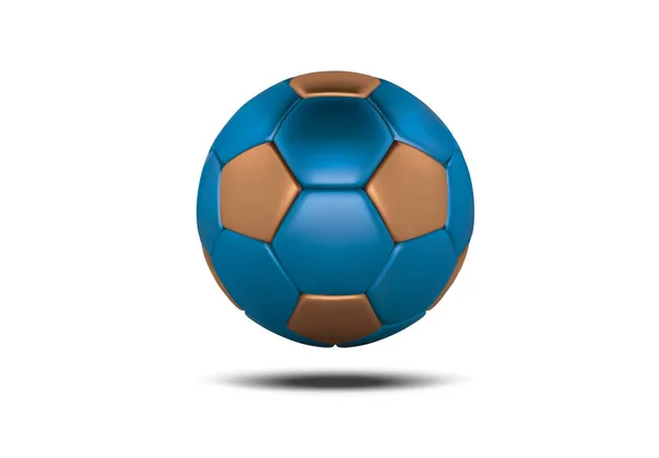 Blue золото футбольний м'яч на білому тлі. Реалістичні 3d синій футбольний м'яч. Бронзові синій футбольний м'яч — стокове фото