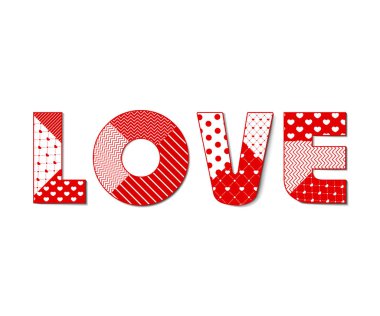 Beyaz arka plan ile kalpleri, sevgi ve metin için yer. Vektör çizim. Güzel kalpler dokulu kağıt sarma ile yapılan işaret seviyorum. Sevgililer günü için tasarlamak vektör çizim.