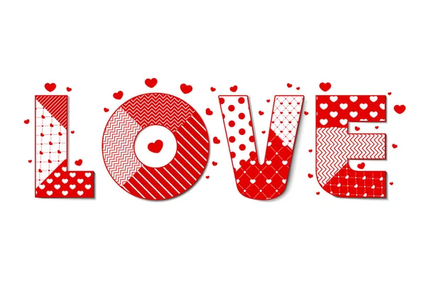 White background with hearts, love, and place for your text. Vector Illustration. Love sign made with wrapping paper with lovely hearts texture. Abstract Vector illustration for Valentines day. — Stock Vector