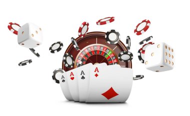 İskambil ve poker fişleri casino fly. Casino Rulet kavramı beyaz arka plan üzerinde. Poker casino illüstrasyon. Kırmızı ve siyah gerçekçi çip havada. Kumar poker mobil app simgesi.