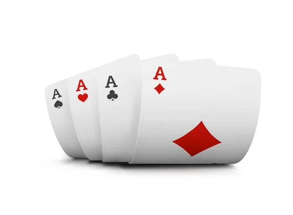 Гра в карти для покеру в казино. Концепція азартних ігор на білому тлі. Поєднання гральних карт . — стокове фото