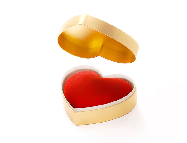 Zlaté Srdce Box Pro Valentinky Den Nebo Den Pojetí Lásky — Stock fotografie
