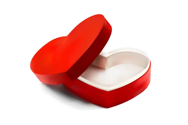 Vektor rote Herzschachtel für Valentinstag oder besonderen Tag in der Liebe Konzept. offene leere rote Geschenkschachtel mit roter Herzform isoliert auf weißem Hintergrund. Folge 10. — Stockvektor