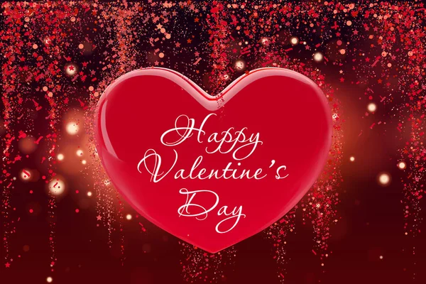 Rood hart achtergrond. St valentines symbool op gouden achtergrond. 3D-realistische afbeelding ontwerpconcept van een rode Valentijn hart. — Stockvector