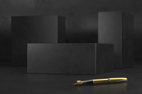 Download Elegante aberto couro e ouro Gift Box Mockup sobre fundo ...