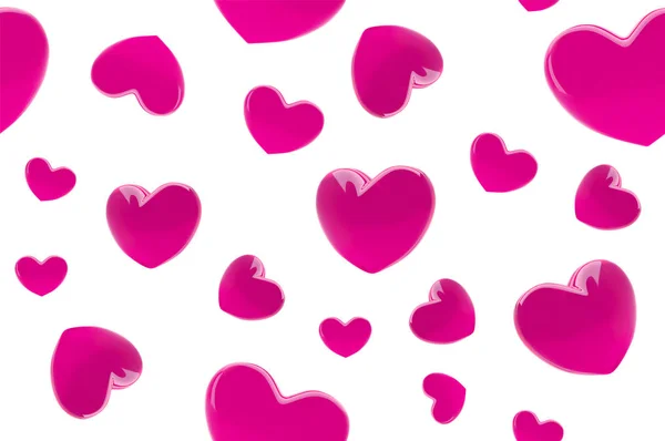 San Valentín corazones patrón sin fisuras. Fondo con corazones realistas de color rosa 3d. Hermoso fondo de pantalla abstracto. Tarjeta de amor de San Valentín. Ilustración vectorial. Vector lindo diseño romántico banner . — Vector de stock