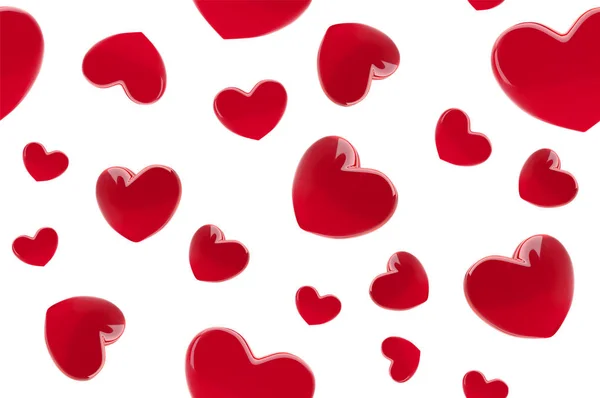 Alla hjärtans dag hjärtan sömlösa mönster. Bakgrund med röda 3d realistiska hjärtan. Vackra abstrakt trendiga tapeter. Alla hjärtans dag kärlek kort. Vektorillustration. Vector söt romantisk banner design. — Stock vektor