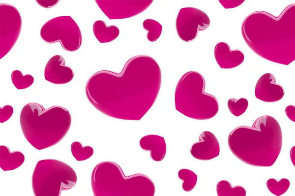 San Valentín corazones patrón sin fisuras. Fondo con corazones realistas de color rosa 3d. Hermoso fondo de pantalla abstracto. Tarjeta de amor de San Valentín. Ilustración vectorial. Vector lindo diseño romántico banner . — Vector de stock