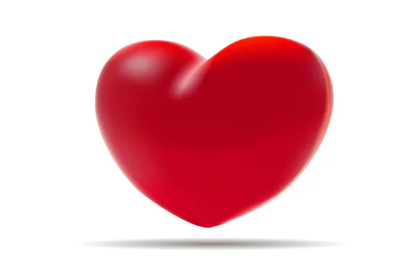 Beyaz arka plan üzerinde izole kırmızı kalp. St Sevgililer sembolü. 3D gerçekçi illüstrasyon kırmızı Sevgililer kalbi olan. — Stok Vektör