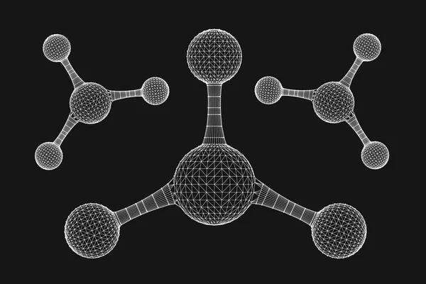 Absztrakt sokszögű molekula szerkezeti ikon. alacsony poly biológiai sejt kapcsolódik. Technológia mesh geometriai DNS 3d render. Sokszögű tudomány technológia. Cella képlete részecske. — Stock Vector