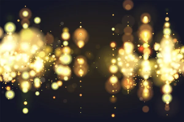 Gouden bokeh sparkle glitter lichten achtergrond. Intreepupil abstract circulaire partij magic Kerstmis achtergrond. Elegante, glanzend, metallic gouden achtergrond. EPS-10. — Stockvector