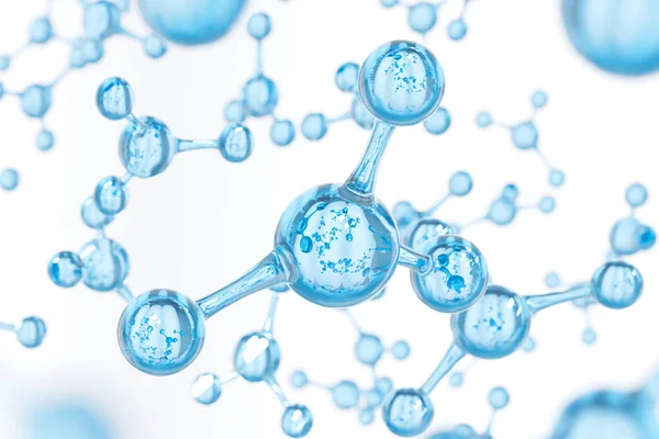 Abstract water molecules design. Atoms. Abstract water background for banner or flyer. Science or medical background. 3d rendering illustration. — Stock Photo, Image