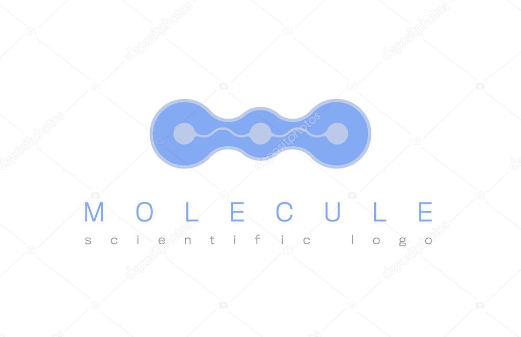 Molecule structure logo or biology model sign vector. Logo with structure molecule, illustration of logotype molecule for laboratory. Medicine, science icon