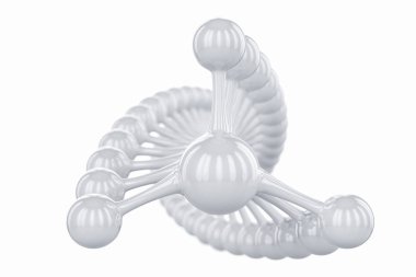 3D tel kafes beyaz Dna molekül sarmal spiral izole logo veya simgesi beyaz arka plan üzerinde kavramı. Su, tıbbi bilim, genetik biyoteknoloji, Kimya Biyoloji, gen hücre. 3D render.