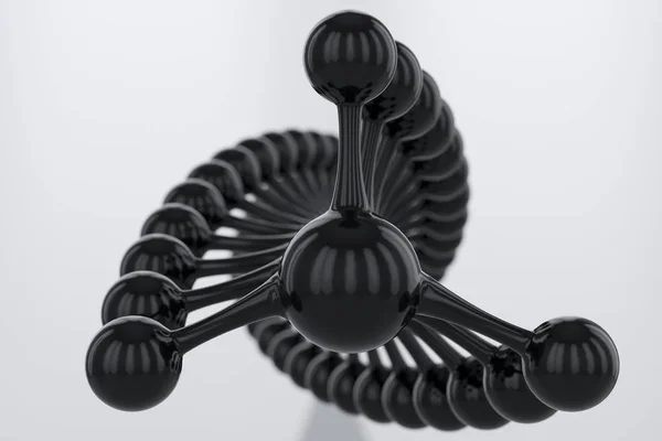 Abstract 3d wireframe black DNA molecule spiral logo or icon concept. Вода, медицинская наука, генетическая биотехнология, биология химии, генные клетки. 3D рендеринг . — стоковое фото