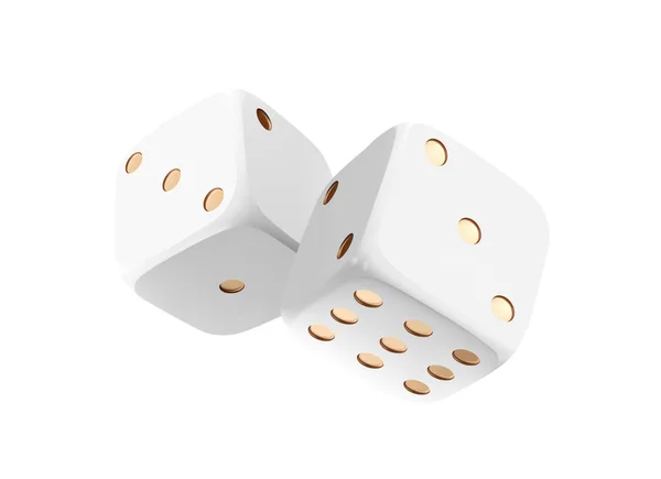 Casino dados blancos aislados sobre fondo blanco. Cubos de dados de casino en línea diseño de juego. 3d elemento del casino. Ilustración vectorial . — Archivo Imágenes Vectoriales