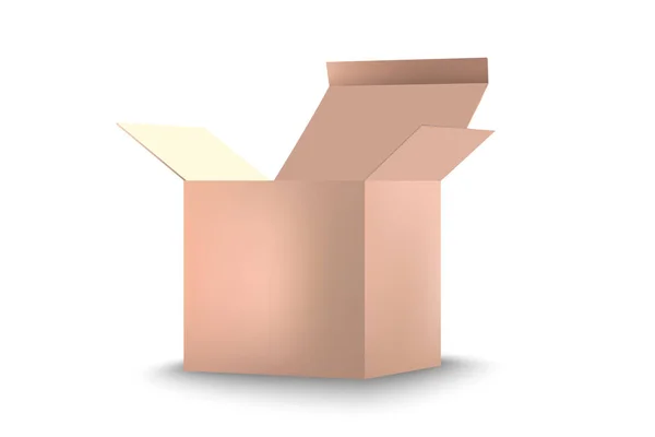 Brązowy kwadrat kartonowe pudełko makieta na białym tle na biały, ilustracji wektorowych. — Wektor stockowy