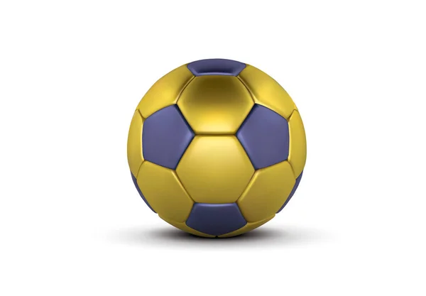 Χρυσό μπλε ποδόσφαιρο μπάλα σε λευκό φόντο. Ρεαλιστική 3d ποδοσφαίρου χρυσή μπάλα. Χάλκινο μπλε ποδόσφαιρο μπάλα. — Διανυσματικό Αρχείο
