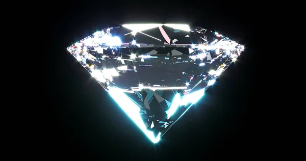 美しい光沢のあるダイヤモンドは、黒の背景に鮮やかです。透明または透明なダイヤモンド、クローズ アップ ショット。ジュエリーの華麗な宝石。3 d レンダリング. — ストック写真